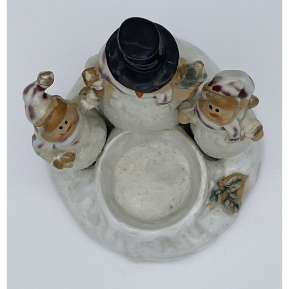 Vintage Snowman Candle Clay Pottery Tea Light Votive Holder Large Christmas - Picture 6 of 10